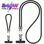240W USB-C Lanyard Charging Cable, 2-in-1 Phone Strap & Fast Charger