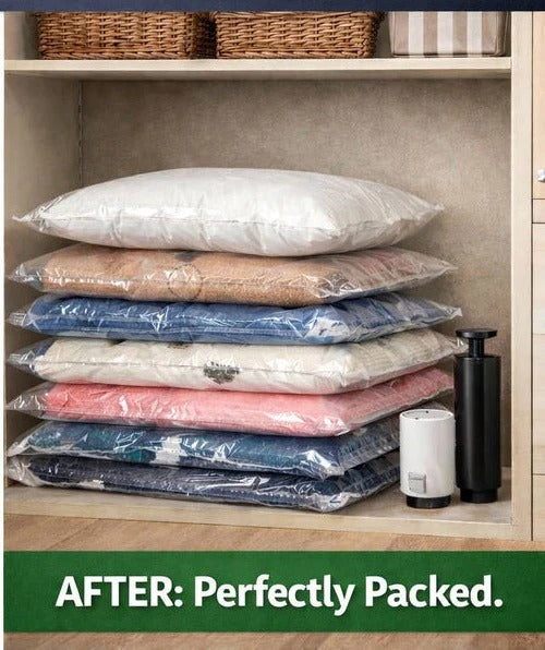 🏆⚡ 50K+ SOLD![2026 Upgraded] Cordless Travel Vacuum Storage Compression Bag