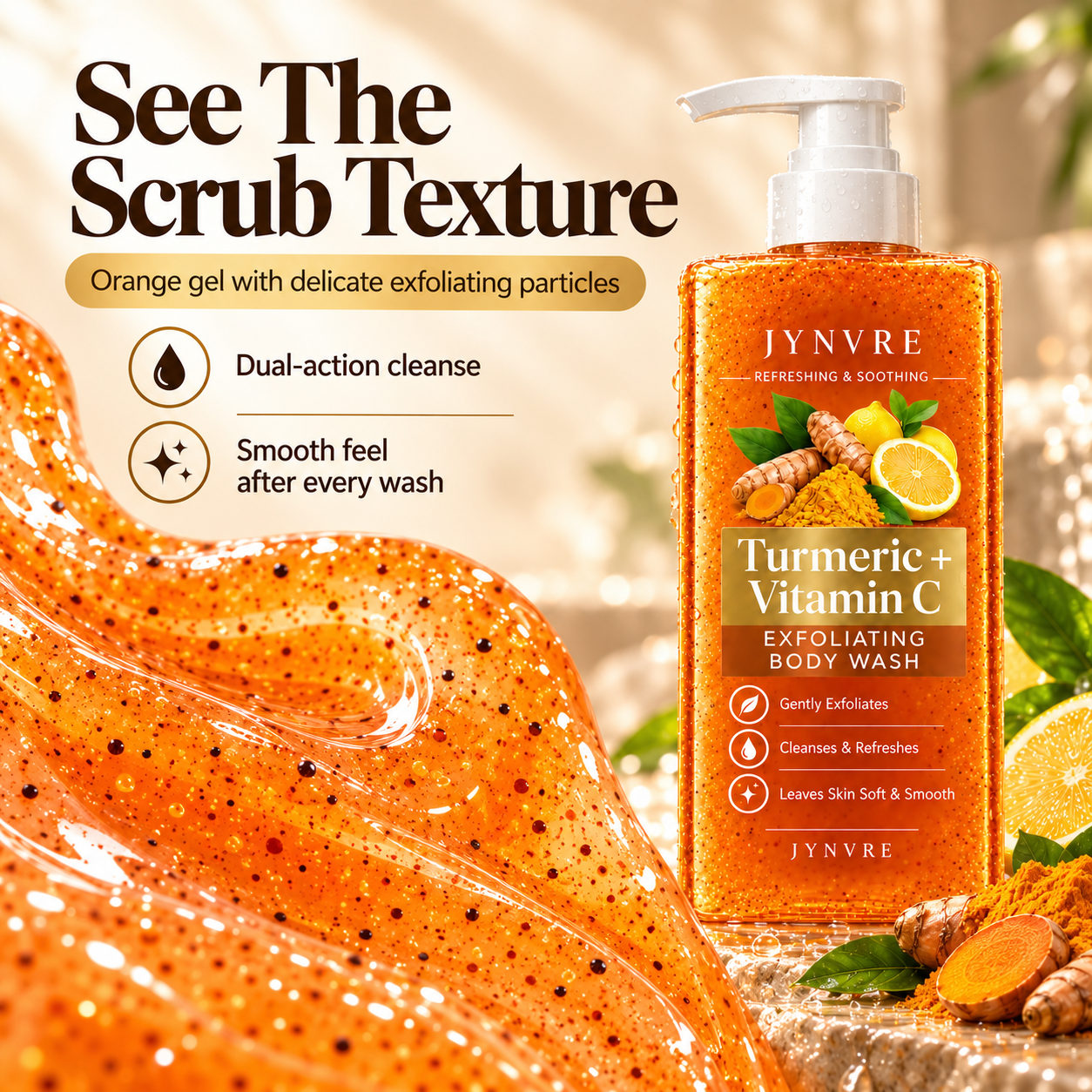 JYNVRE exfoliating orange gel texture
