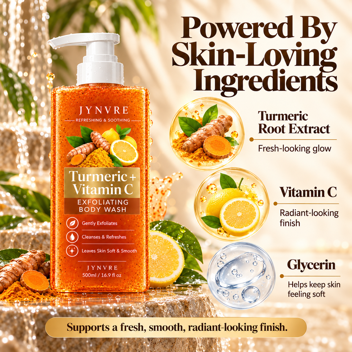JYNVRE Turmeric & Vitamin C Brightening Body Wash 500ml