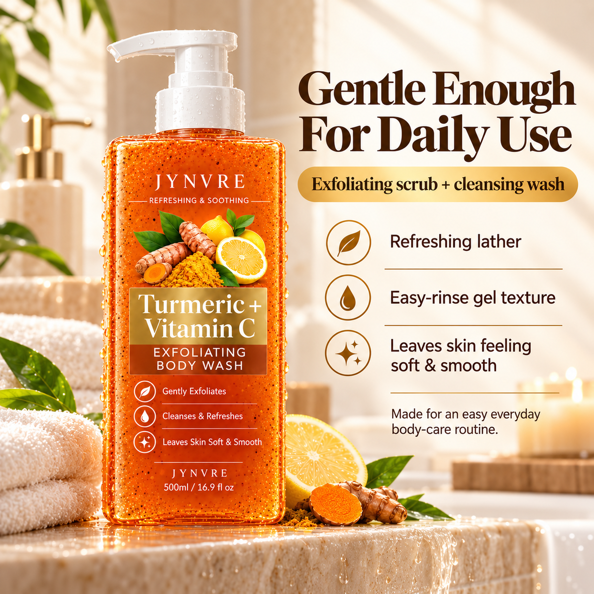 JYNVRE Turmeric & Vitamin C Brightening Body Wash 500ml