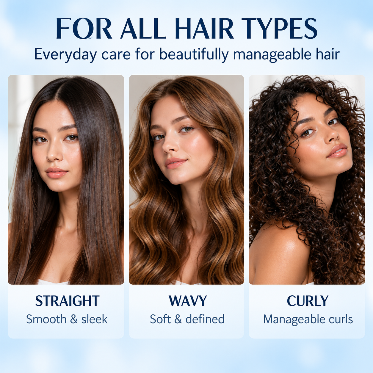 Straight wavy and curly hair