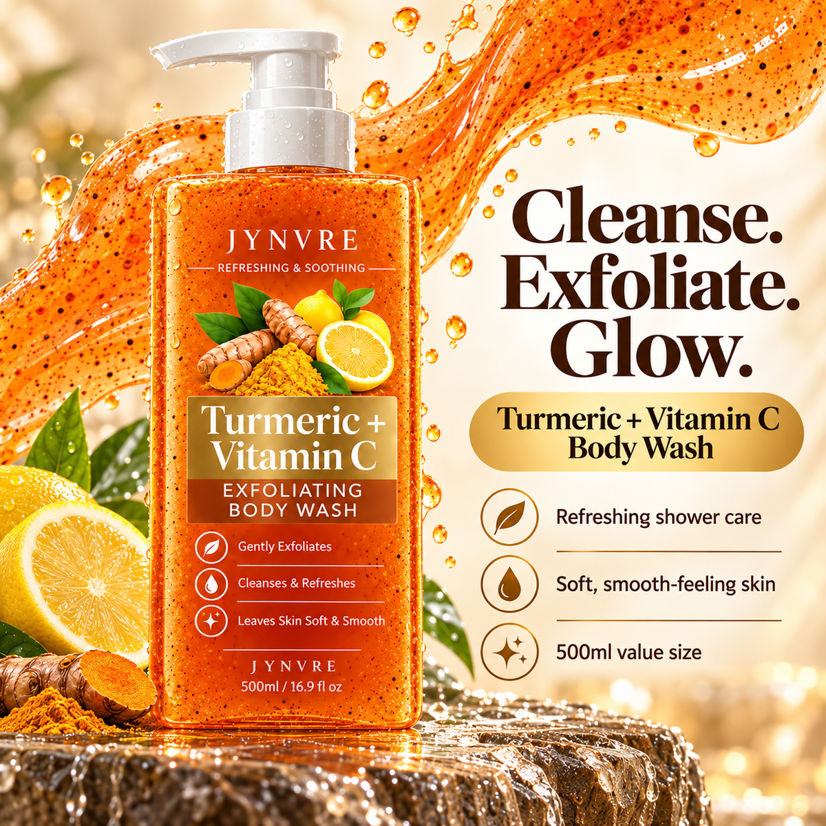 JYNVRE Turmeric & Vitamin C Brightening Body Wash 500ml