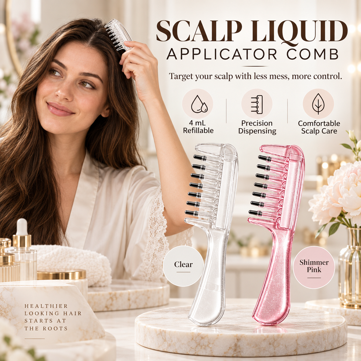 Crystal Roller Scalp Oil Applicator Comb